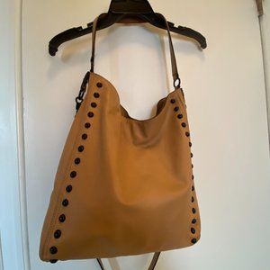 Loeffler Randall Dual Strap Hobo Bag in Tan with Black studded detail